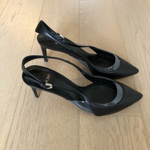 RODO Black Leather Slingback Shoes - Picture 5 of 8